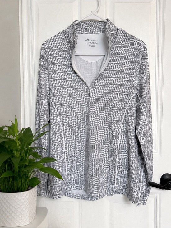 Peter Millar Tops - Peter Millar Light Gray Micro-Pattern Quarter-Zip Performance SPF Pullover M